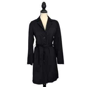 ZARA BASIC 1998–early 2000s Black Satin Sheen Trench Coat – Rare Vintage Y2K